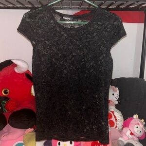 BEBE Black Lace See-through T-shirt